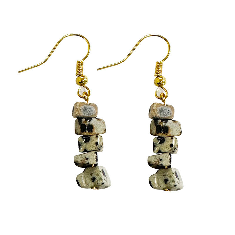 Boucles d'oreilles Jaspe Dalmatien baroque petit modèle