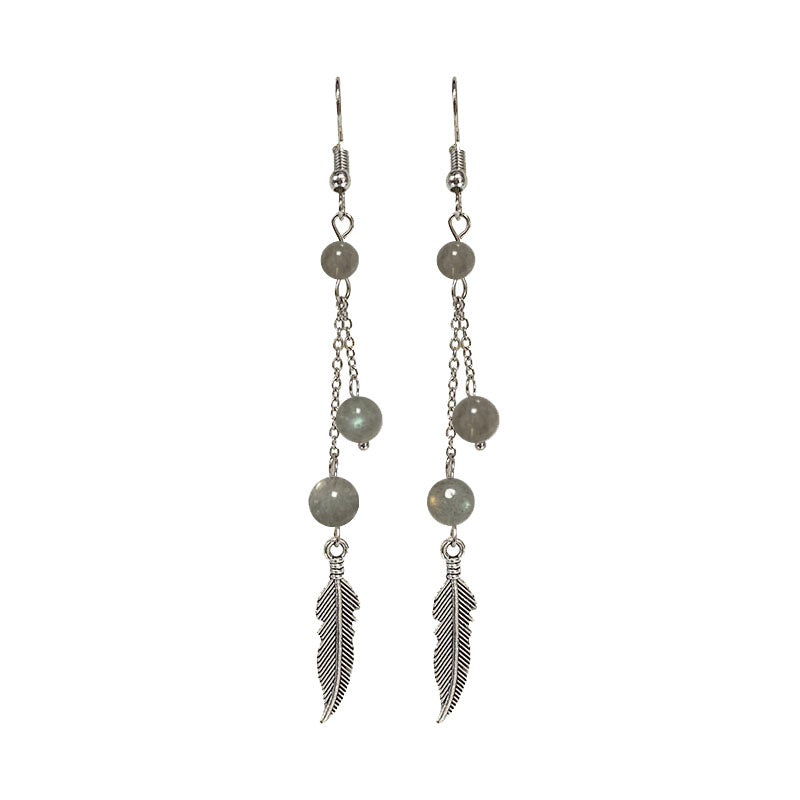 Boucles d'oreilles plume Labradorite