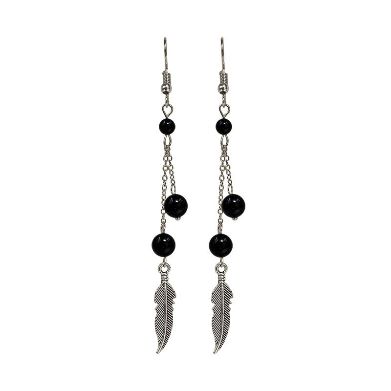 Boucles d'oreilles plume Tourmaline Noire de Madagascar
