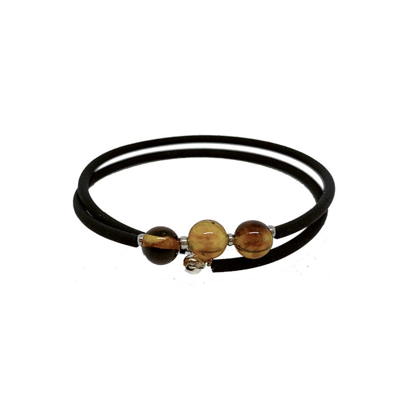Bracelet Ambre de la Mer Baltique 2 rangs à mémoire de forme
