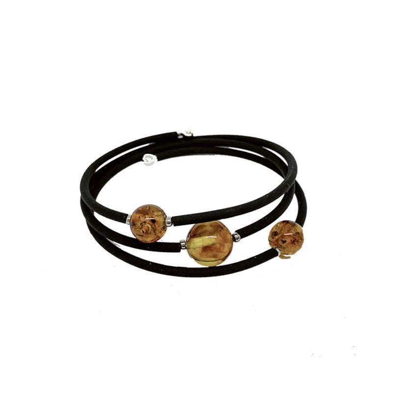 Bracelet Ambre de la Mer Baltique 3 rangs à mémoire de forme