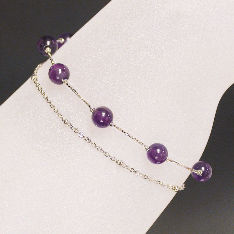 Bracelet Améthyste chaîne double Argent 0,925