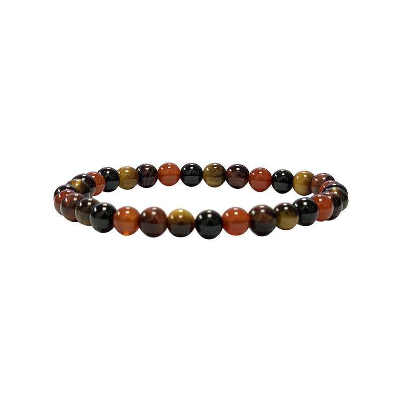 Bracelet multi : Cornaline, Tourmaline, Oeil de Tigre, Oeil de Taureau