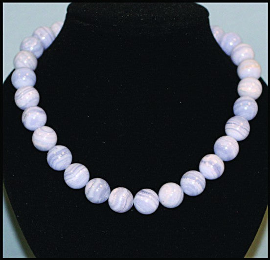 Collier Agate Blue Lace (Calcédoine)