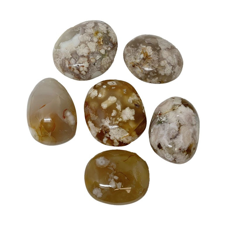Galet poli Agate fleur