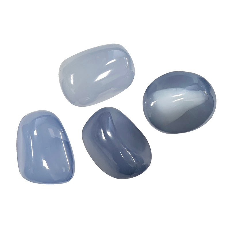 Galet poli Calcédoine bleue