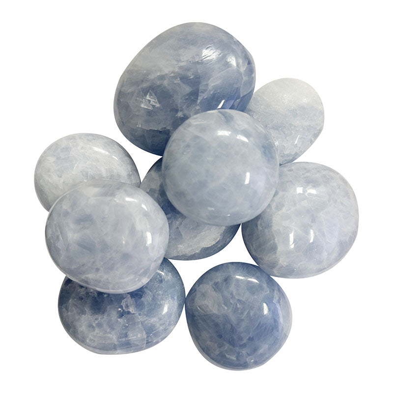 Galet poli Calcite bleue