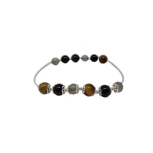 Bracelet Oeil de Tigre, Labradorite, Tourmaline, Argent 0,925