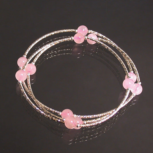 Bracelet Quatz Rose 3 rangs en argent 0.925