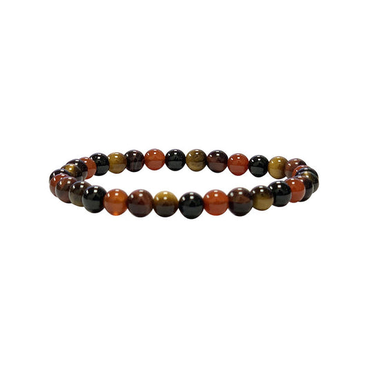 Bracelet multi : Cornaline, Tourmaline, Oeil de Tigre, Oeil de Taureau