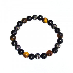 Bracelet multi : Oeil de Tigre, Obsidienne Noire et Hématite