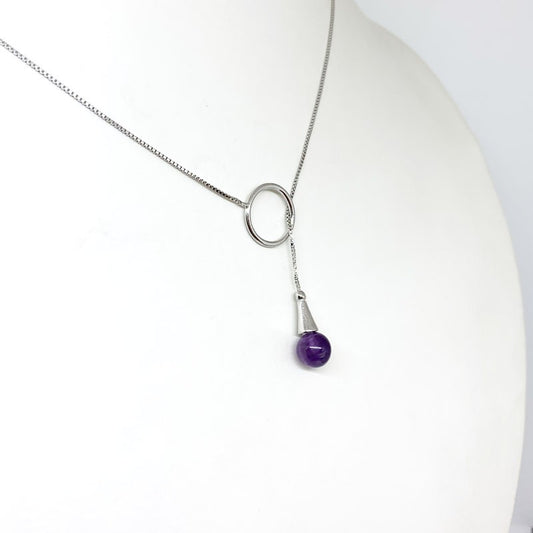 Chaine argent rond, Améthyste