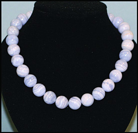 Collier Agate Blue Lace (Calcédoine)