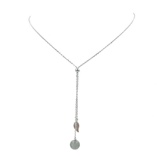 Chaine argent feuille, labradorite