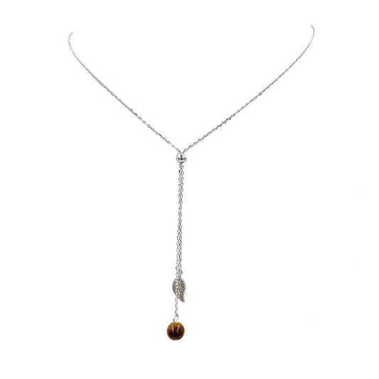 Chaine argent feuille, Oeil de Tigre