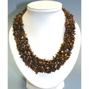 Collier Oeil de Tigre baroque 5 rangs 42 cm
